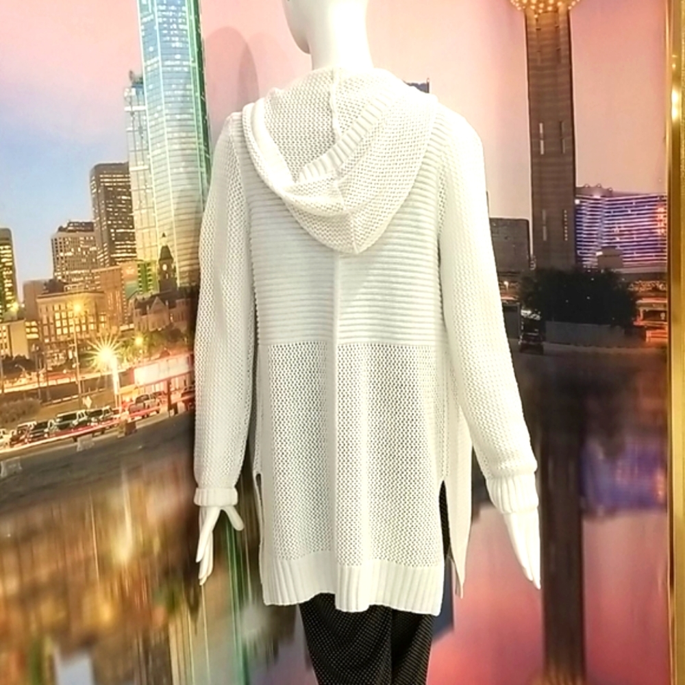 Long Open-Weave Hooded Cardigan!!